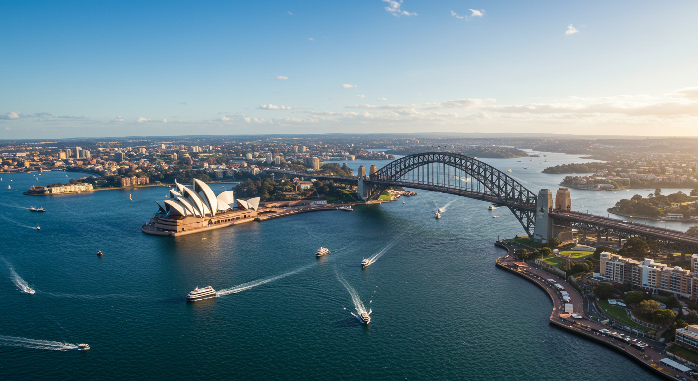 Toàn cảnh nhà hát Opera Sydney và cầu cảng Sydney