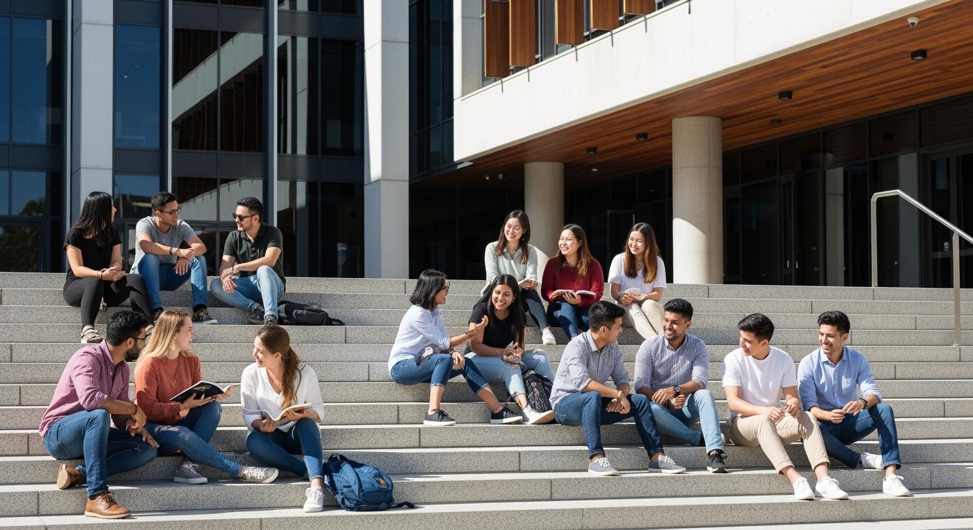 Sinh viên quốc tế đang học tập tại một trường đại học ở Úc.