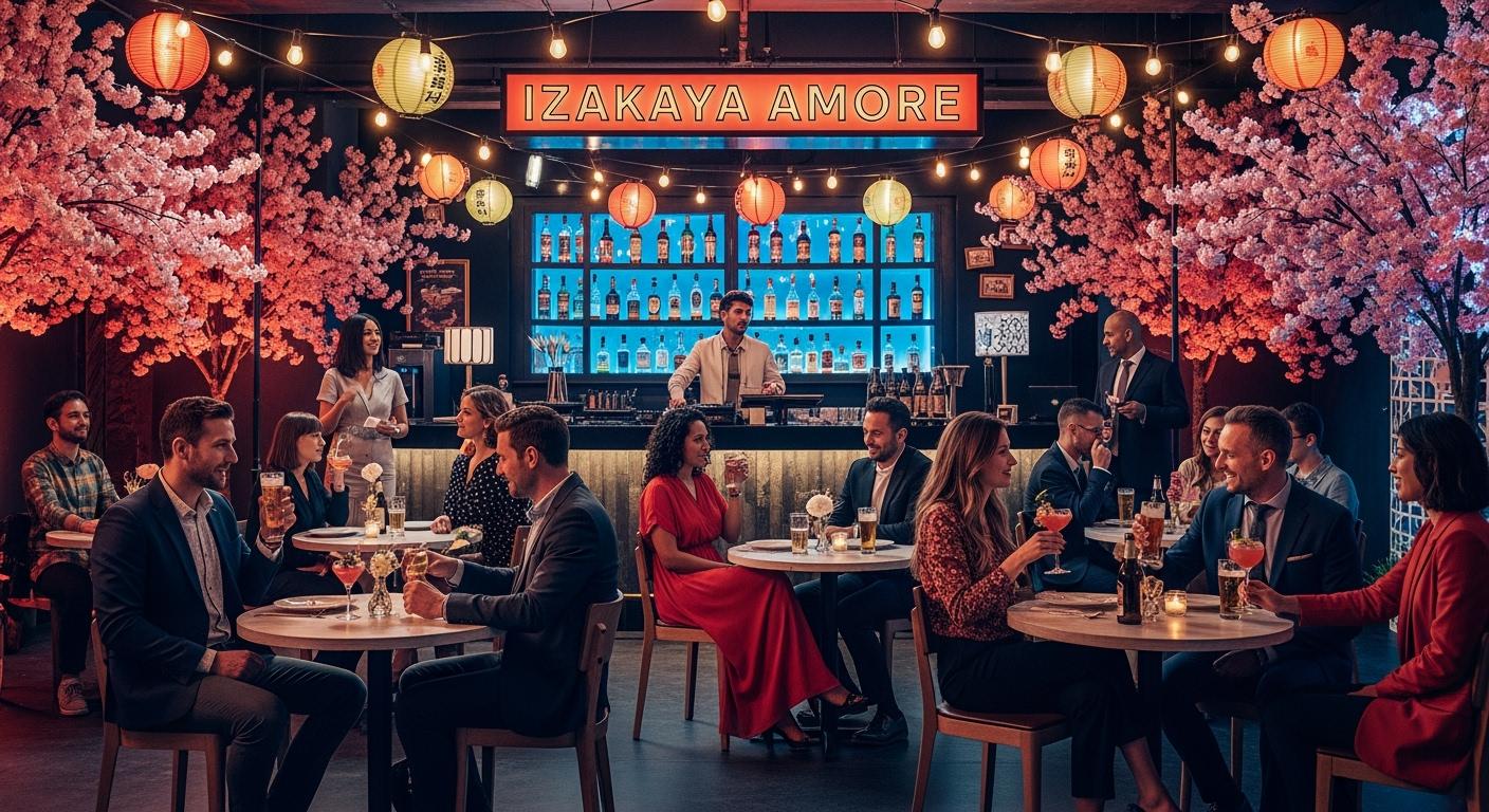 Không khí sôi động tại quán bar Izakaya Amore trong lễ hội