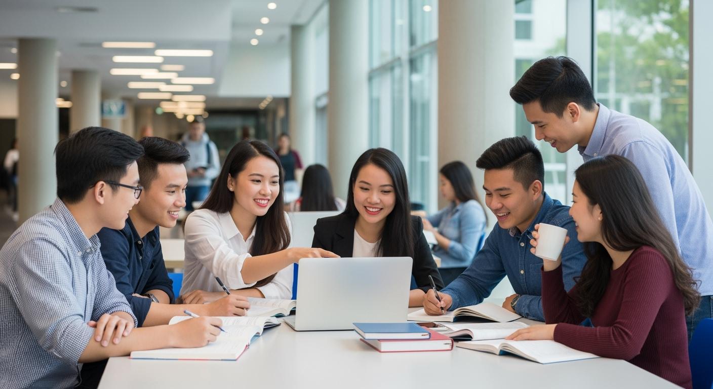 Du học sinh Việt Nam trong khuôn viên đại học tại Australia