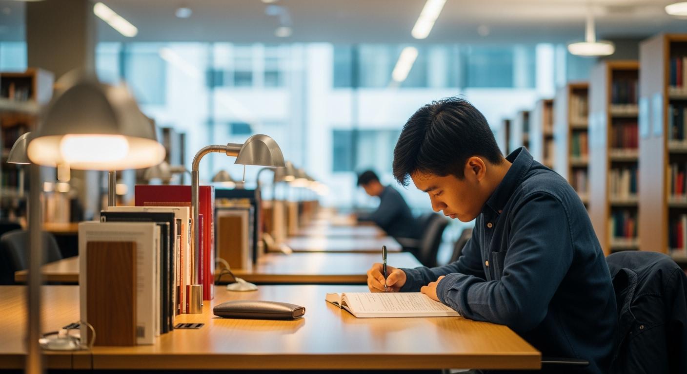 Du học sinh Việt Nam học tập tại thư viện trường đại học ở Úc