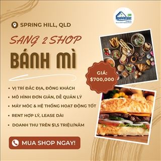 Sang nhượng 2 tiệm bánh mì take away lợi nhuận cao tại Brisbane
