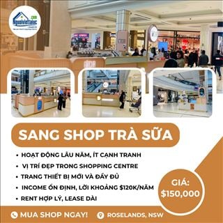 Sang tiệm trà sữa lợi nhuận tốt trong shopping đông đúc.
