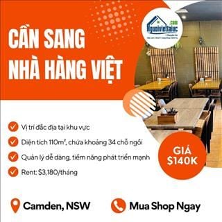 Cần sang lại nhà hàng Việt vị trí thu hút nhất vùng Camden, NSW