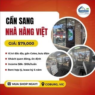 Sang nhà hàng Việt tại Coburg VIC - Thu nhập ổn định, giá chỉ $79,000
