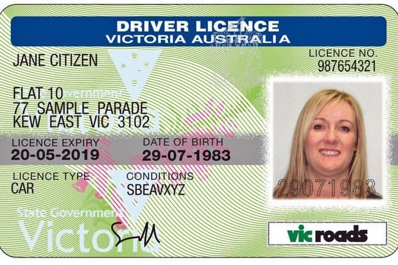 Một bằng lái xe bên Úc
